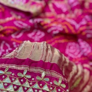 Gotta work Pink Pure Gajji Silk Bandhej Saree