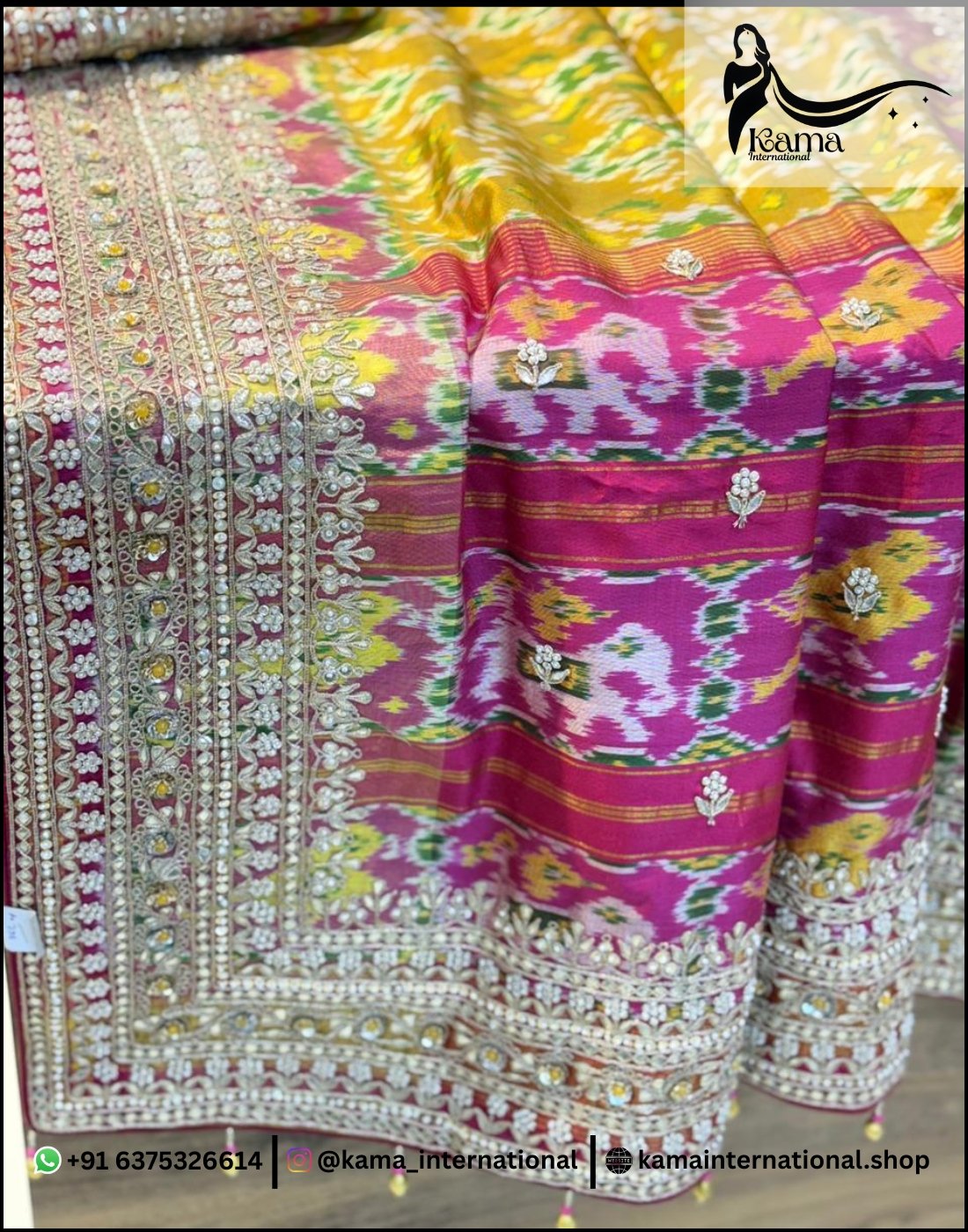 Silver Patola Ikkat Handloom Saree - Image 2