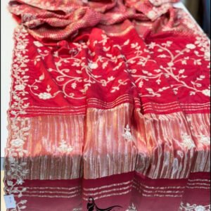 Maharani Gaji Silk Zardozi Bandhani Saree