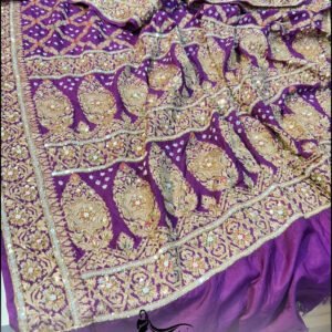 Dark Purple Upada Bandhej Zardoji Cutdana Saree