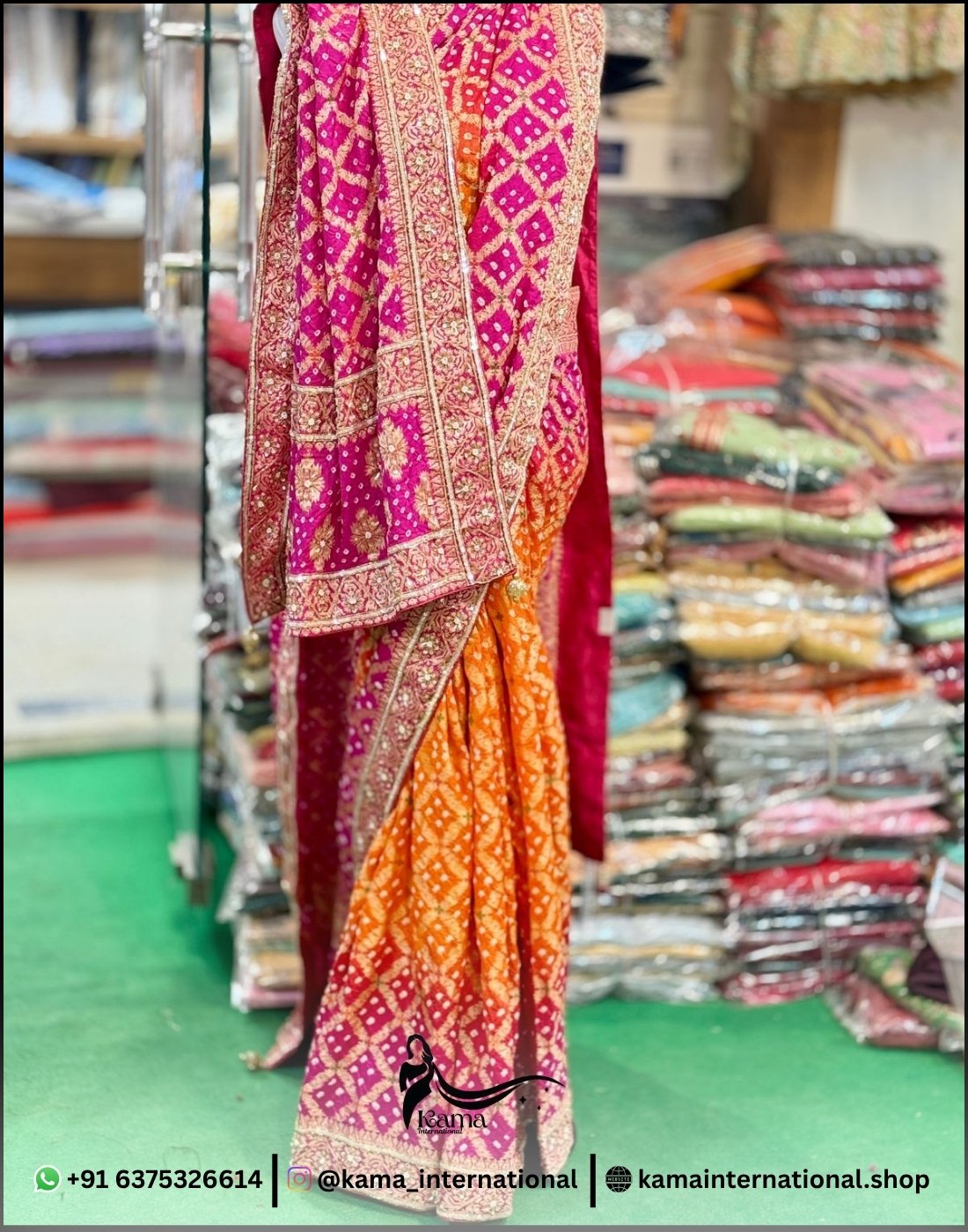 Upada Silk Multi Bandhej Saree - Image 4