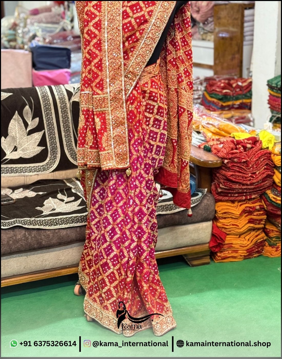 Upada Silk Multi Bandhej Saree - Image 3