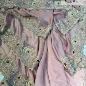 Italian Silk Nude Pink Zardoji Saree