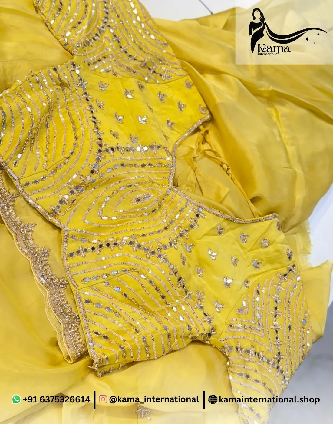 Light Yellow Abu Dhabi Silk Saree - Image 3