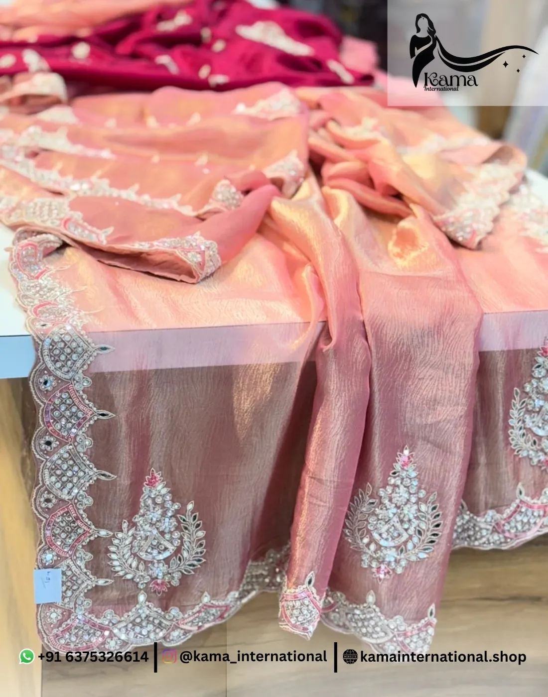 Tussar Silk Crush Tissue Saree - Image 3
