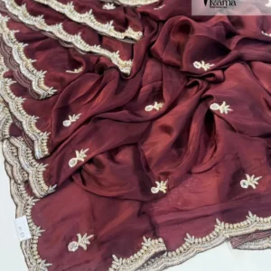 Italian Crepe Silk Cutdana Saree