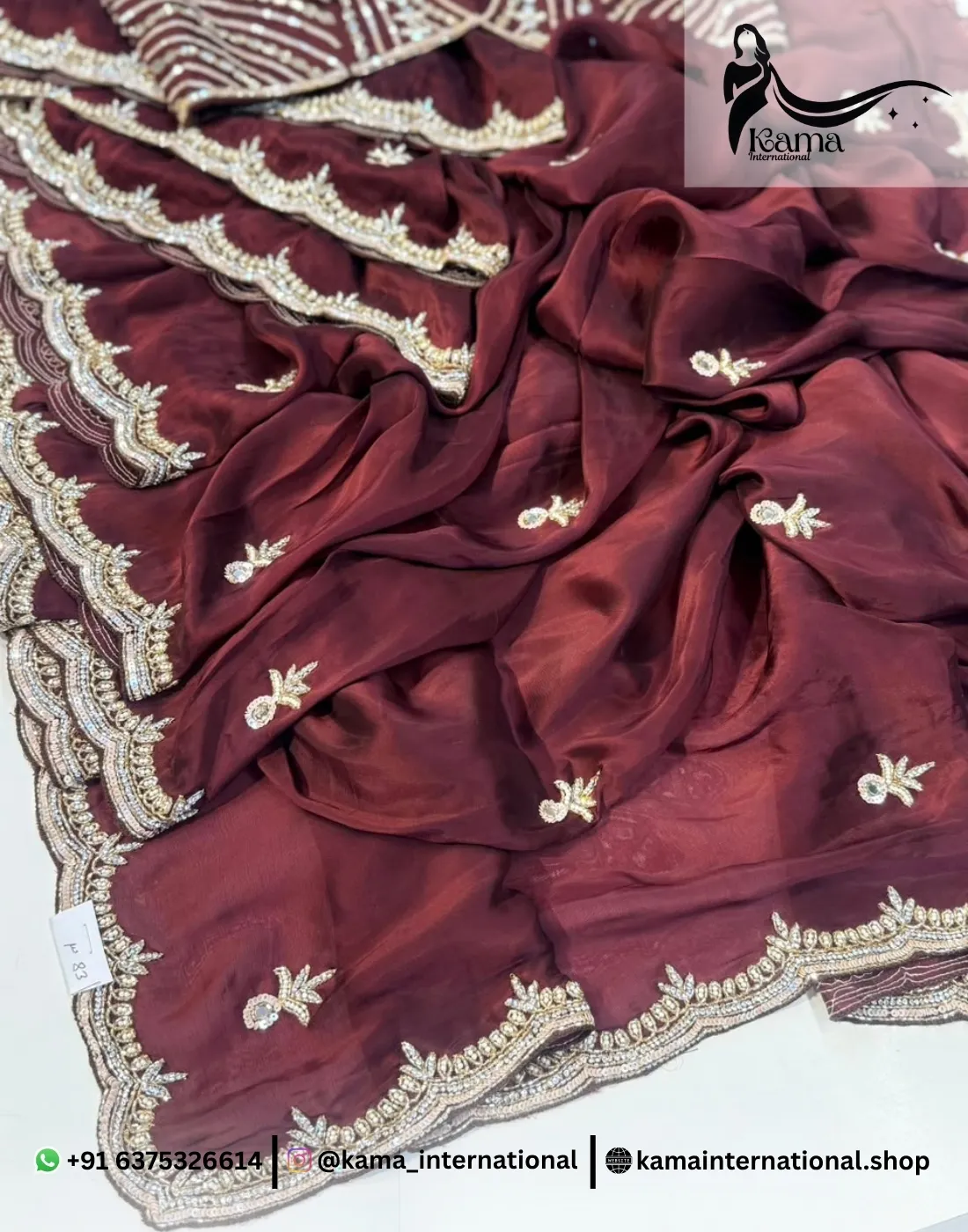 Italian Crepe Silk Cutdana Saree