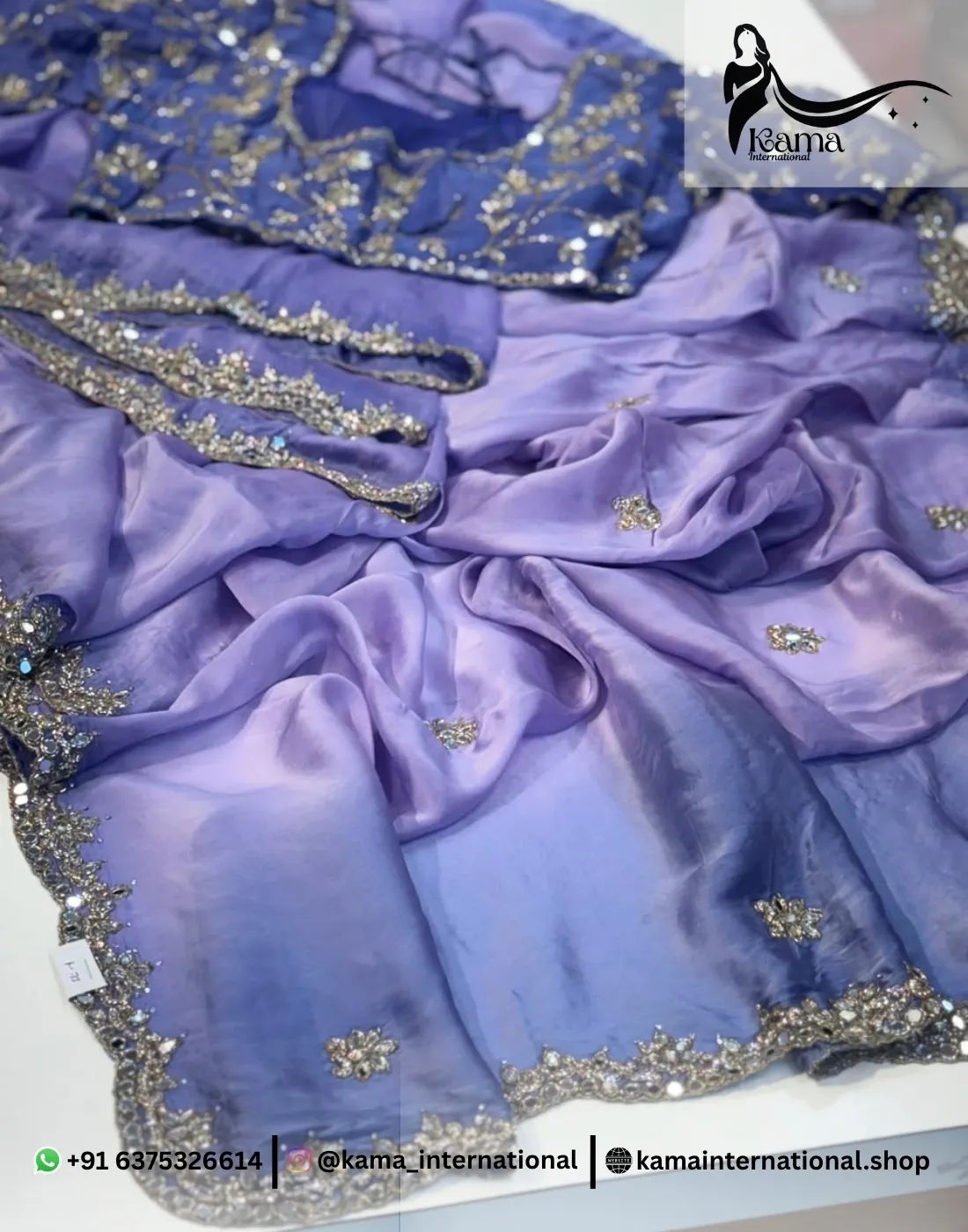 Light Purple Mirror Work Saree - Image 3