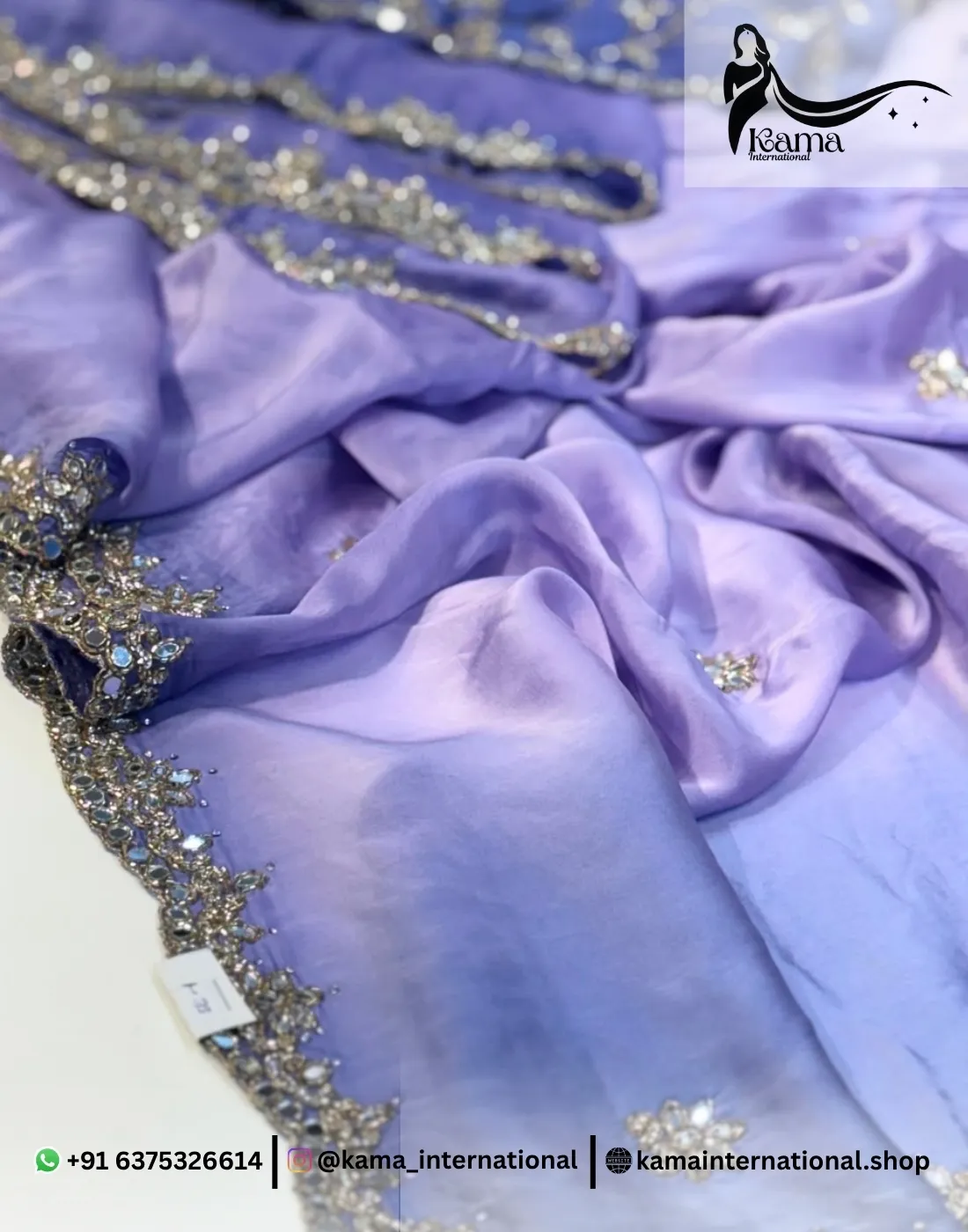 Light Purple Mirror Work Saree - Image 2