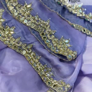 Light Purple Mirror Work Saree