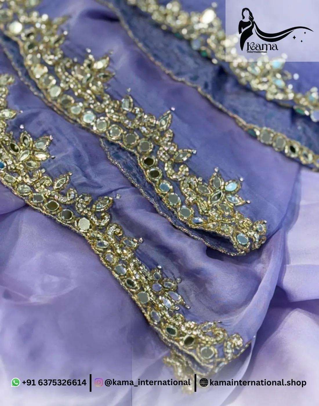 Light Purple Mirror Work Saree