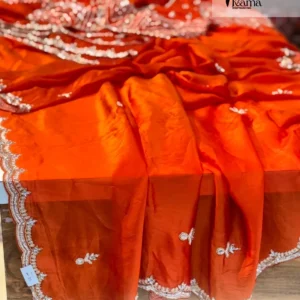 Rust Orange Cutdana Saree