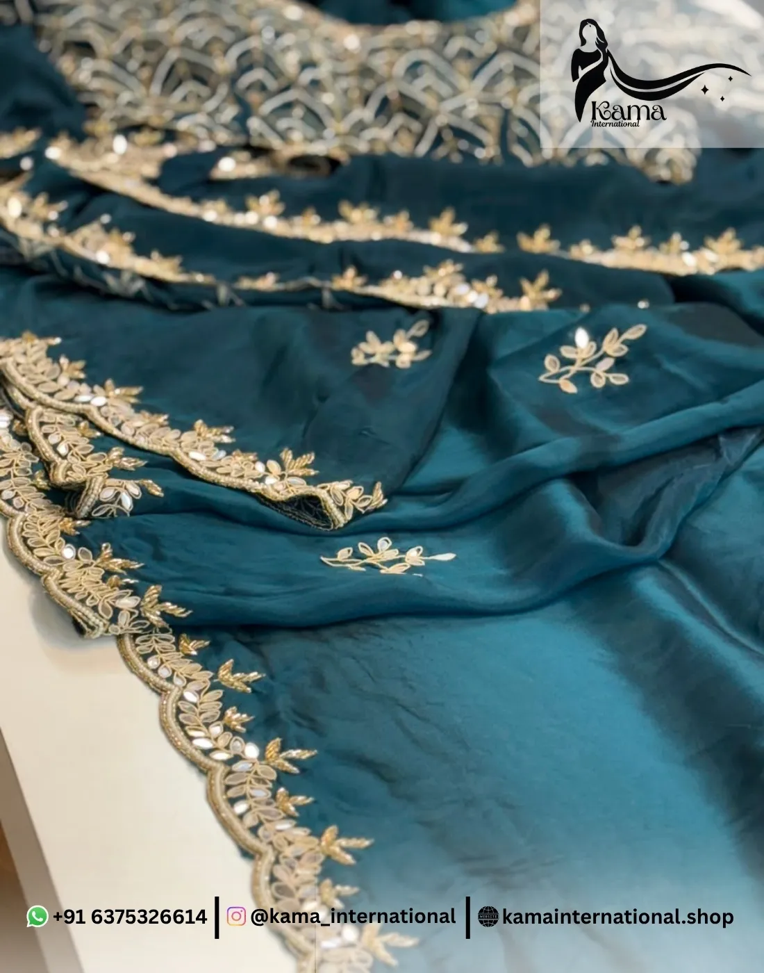 Royal Blue Italian Silk Saree - Image 2