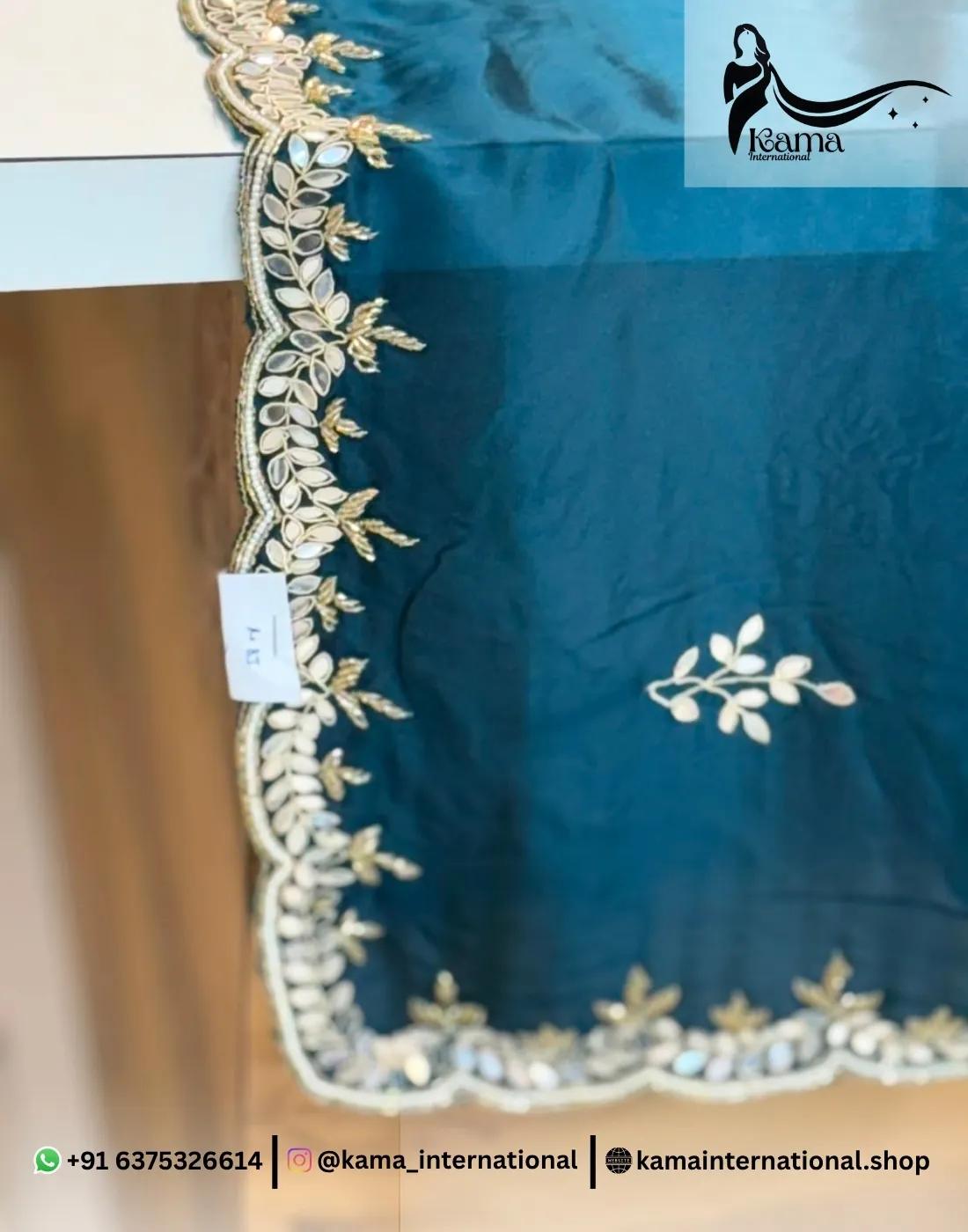 Royal Blue Italian Silk Saree - Image 3